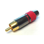 RCA dugó - aranyozott Hi-Fi - 6mm kábelvéggel - Piros