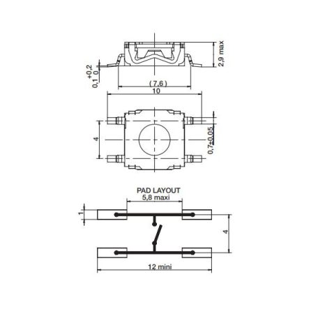TS-280/SMD 6x6mm 4p. mikro nyomógomb