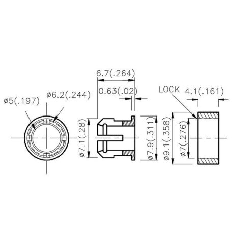 5mm műanyag kétrészes LED foglalat RTC-52