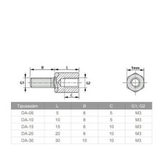 DA-05  M3x05mm fém távtartó