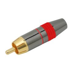 RCA dugó - aranyozott Hi-Fi - 8mm kábelvéggel - Piros