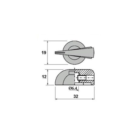 PN-1B 32mm csőrös forgatógomb