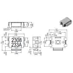 TS-564/SMD 4.6x3.5mm 90° 4p. mikro nyomógomb