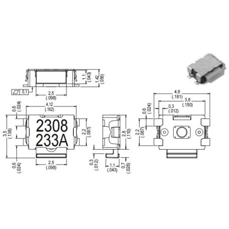 TS-564/SMD 4.6x3.5mm 90° 4p. mikro nyomógomb