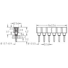 14p. precíziós tördelhető hüvelysor lábt.:2.54mm