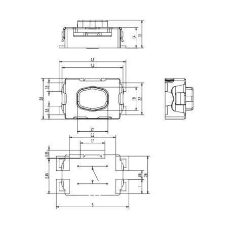 TS-154/SMD 2.8x4.2mm 4p. mikro nyomógomb