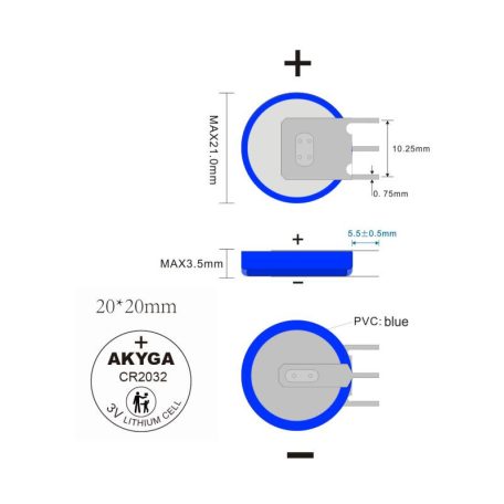 CR2032V 3V forrasztható álló lítium elem
