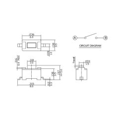 TS-150/SMD 3.5x6mm 2p. mikro nyomógomb