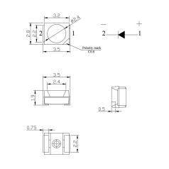 3528 3V piros 150mcd 2pin smd LED