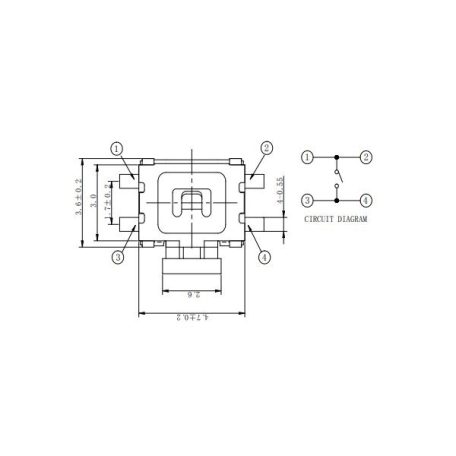 TS-566/SMD 4.7x3.6mm 90° 4p. mikro nyomógomb