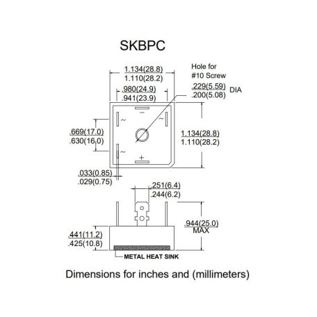 SKBPC3512 3x35A 1200V 3 fázisú diódahíd