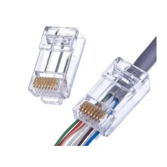 RJ45 UTP 8/8 CAT6E dugó - fali kábelhez, átmenő