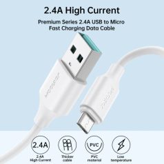 CB-191.01/J Mikro-USB dugó/USB-A dugó - 1.0m fehér kábel