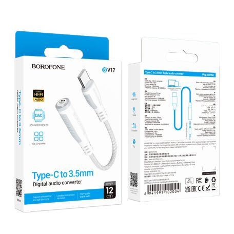 AD-811/W USB-C dugó/3.5mm sztereó aljzat - fehér adapter