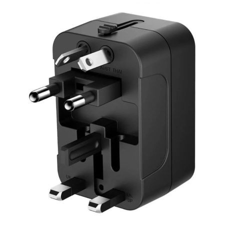 WUTWC Univerzális Utazó Adapter 24W - EU/US/AUS/UK/2x USB-A - Fekete