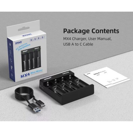 XTAR MX4 Li-Ion, Ni-Mh akkumulátor töltő