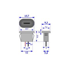 USB-C 2p. aljzat - beépíthető