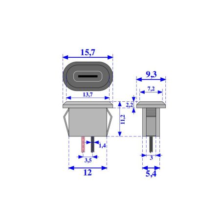 USB-C 2p. aljzat - beépíthető