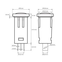 JF-12 Zöld 12V 12mm jelzőfény