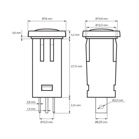 JF-12 Zöld 12V 12mm jelzőfény