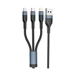   CB-320.012 USB-A / mikro-USB/USB-C/ Lighting 3A 1.2m fekete kábel