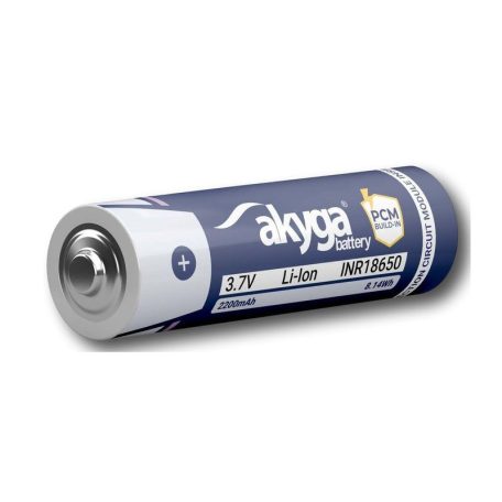 18650 3.7V 2200mAh 1.5A Li-ion akkumulátor (gombos) -AKYGA