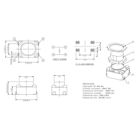 TS-157/SMD 3.2x4.2mm 4p. mikro nyomógomb