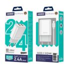 JELLICO EU02 110-240/5V 2.4A 12W 2x USB-A adapter + USB-C kábel