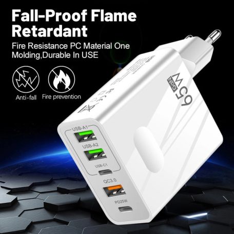 TECHSUIT CHC1 100-240/5V 65W GAN 3x USB-A, 2x USB-C adapter