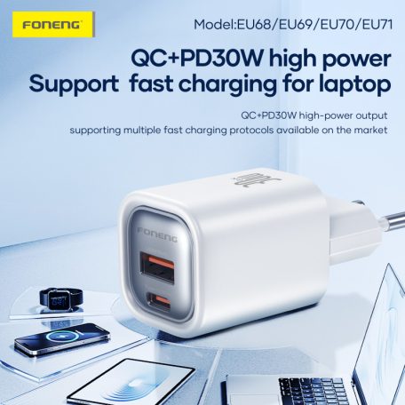 FONENG EU71 100-240V/5V 3A 30W USB-A/USB-C adapter