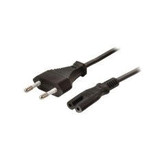 AC 2p. - 1.5m 2x0.5mm2 fekete hálózati tápkábel