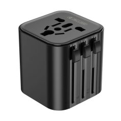   JELLICO S7 Univerzális Utazó Adapter - EU/US/AUS/UK - Fekete