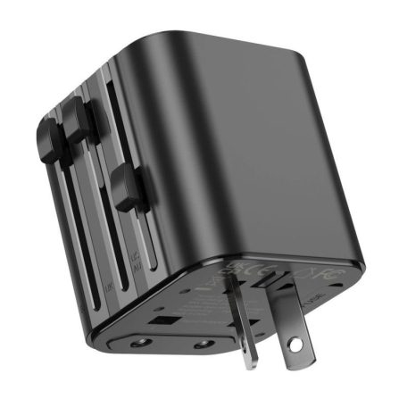 JELLICO S7 Univerzális Utazó Adapter - EU/US/AUS/UK - Fekete