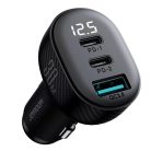 JOYROOM JR-CCD04 12-24/5V 30W 2xUSB-C + USB-A kijelzővel autós adapter