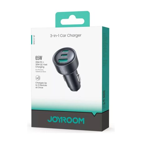 JOYROOM JR-CCN19 12-24/5V 65W 2xUSB-C + USB-A autós adapter