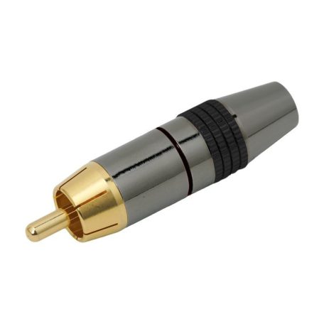 RCA dugó - aranyozott Hi-Fi - 8mm kábelvéggel - Fekete